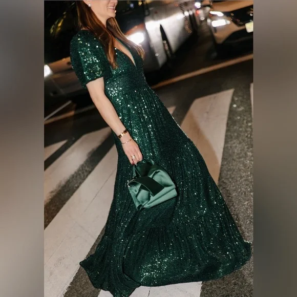 NWT Sail to Stable x Style Charade Emerald Ava Sequin Maxi Dress in Size XS - Picture 5 of 8